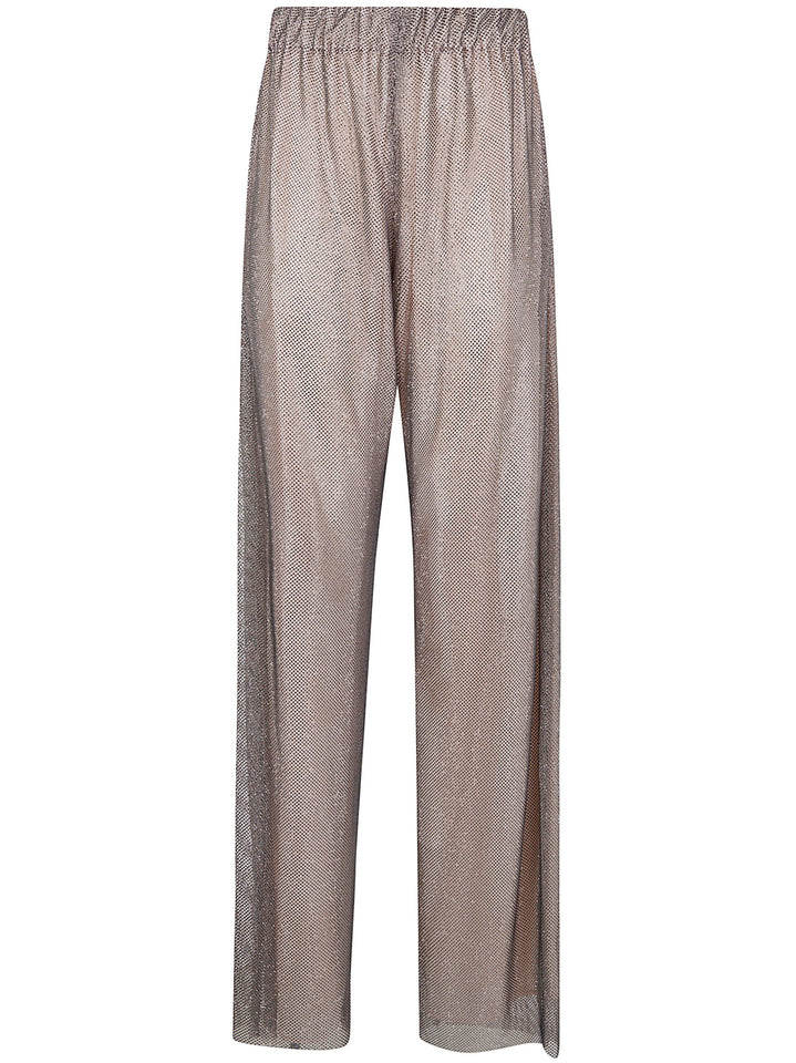 Alberta Ferretti Women Wide Leg Crystals Net Trousers
