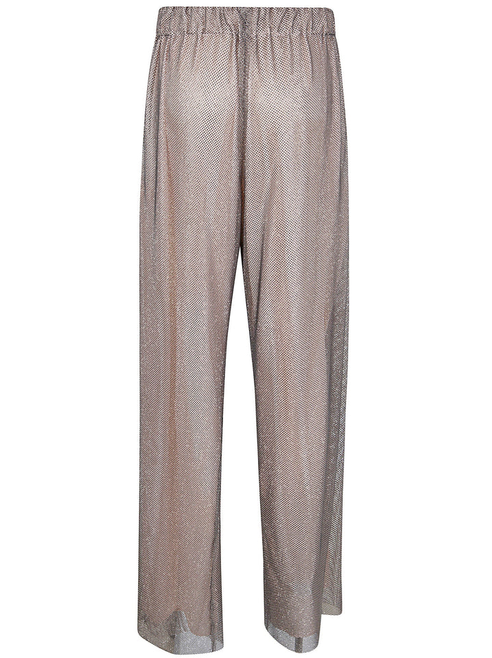 Alberta Ferretti Women Wide Leg Crystals Net Trousers