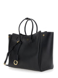 Balenciaga Women 'Hampton Medium' Black Handbag With Embossed Logo On The Front And Removable Key Ring In Leather Woman