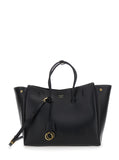 Balenciaga Women 'Hampton Medium' Black Handbag With Embossed Logo On The Front And Removable Key Ring In Leather Woman