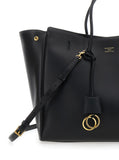 Balenciaga Women 'Hampton Medium' Black Handbag With Embossed Logo On The Front And Removable Key Ring In Leather Woman