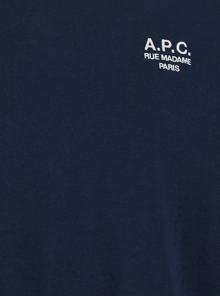 A.P.C. Women Blue Crewneck T-Shirt With Logo Embroidered On The Front In Cotton Woman