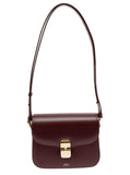 A.P.C. Women 'Grace' Bordeaux Small Crossbody Bag With Adjustable Shoulder Strap And Embossed Logo Lettering On The Front In Leather Woman