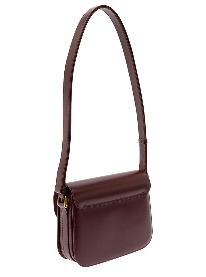 A.P.C. Women 'Grace' Bordeaux Small Crossbody Bag With Adjustable Shoulder Strap And Embossed Logo Lettering On The Front In Leather Woman