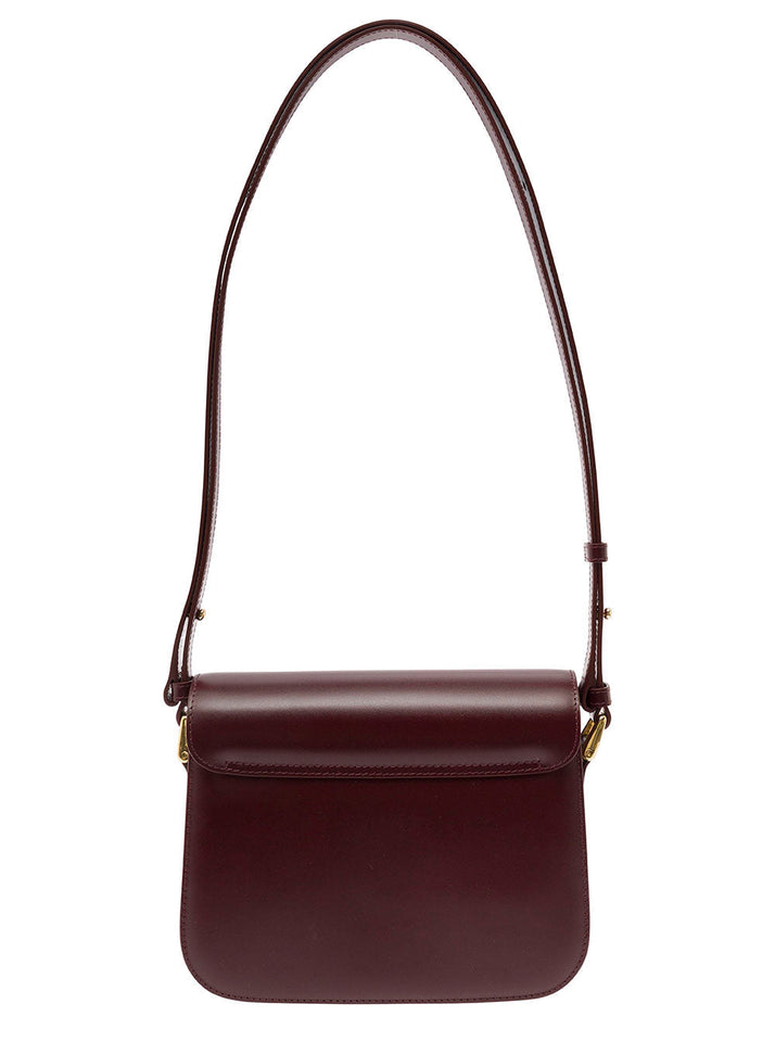 A.P.C. Women 'Grace' Bordeaux Small Crossbody Bag With Adjustable Shoulder Strap And Embossed Logo Lettering On The Front In Leather Woman
