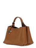 Tod's Women Micro Beige Handbag With Embossed Logo And T Timeless Pendant In Grain Leather Woman