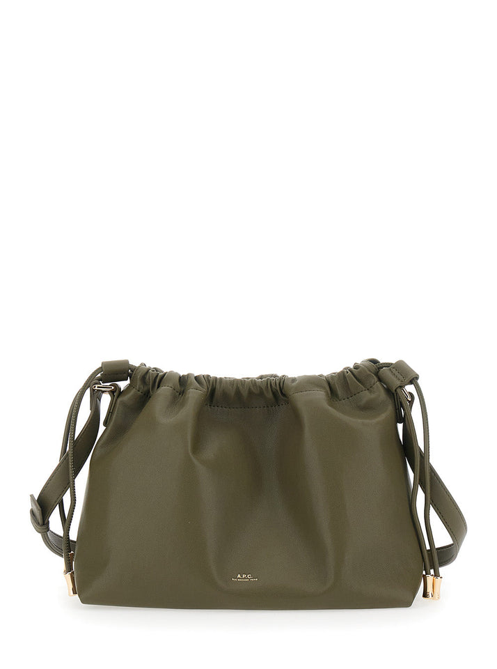 A.P.C. Women Green Crossbody Bag With Logo Lettering On The Front And Drawstring Closure In Ecoleather Woman