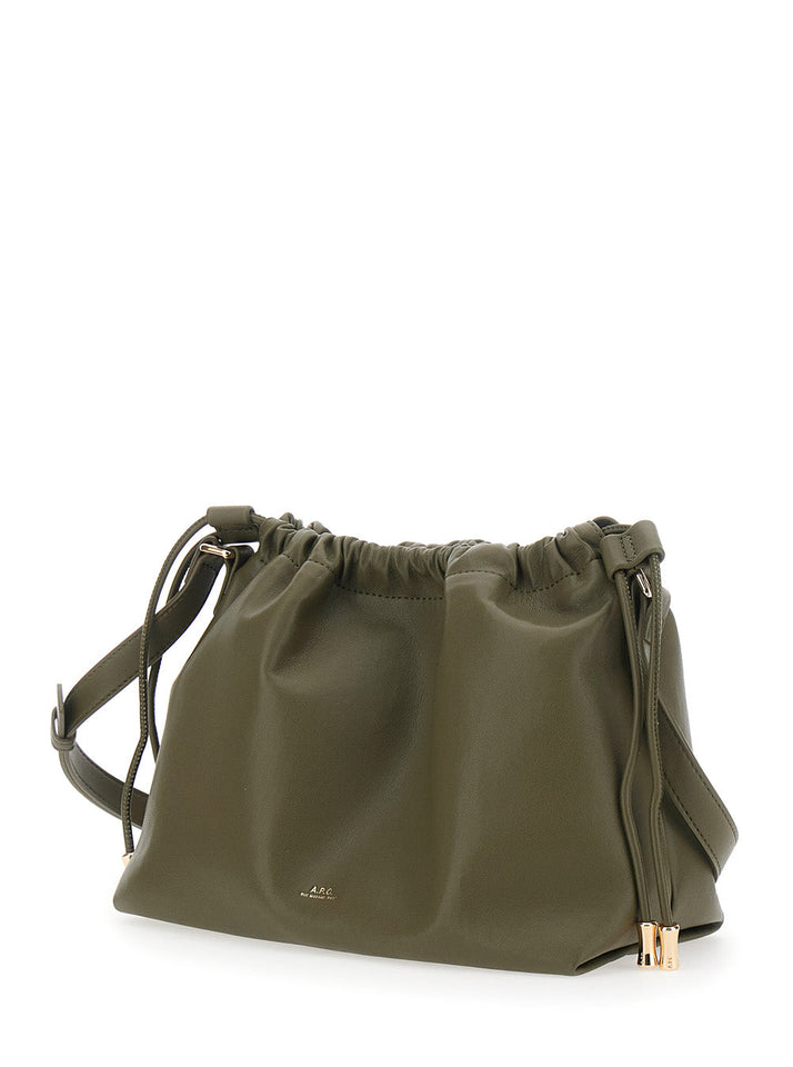 A.P.C. Women Green Crossbody Bag With Logo Lettering On The Front And Drawstring Closure In Ecoleather Woman