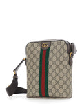 Gucci Men 'Ophidia Small' Beige Crossbody Bag With All-Over Gg Motif And Metallic Logo On The Front In Fabric Man