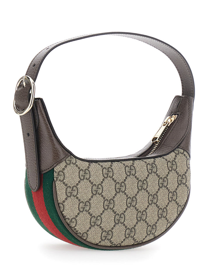 Gucci Women 'Ophidia' Beige Mini Bag With All-Over Gg Motif And Web Band In Fabric Woman