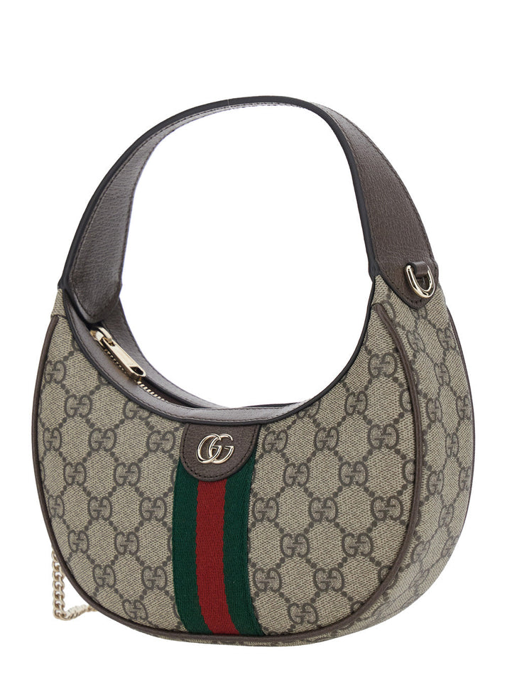 Gucci Women 'Ophidia' Beige Mini Bag With Chain Shoulder Strap And All-Over Gg Motif In Fabric Woman