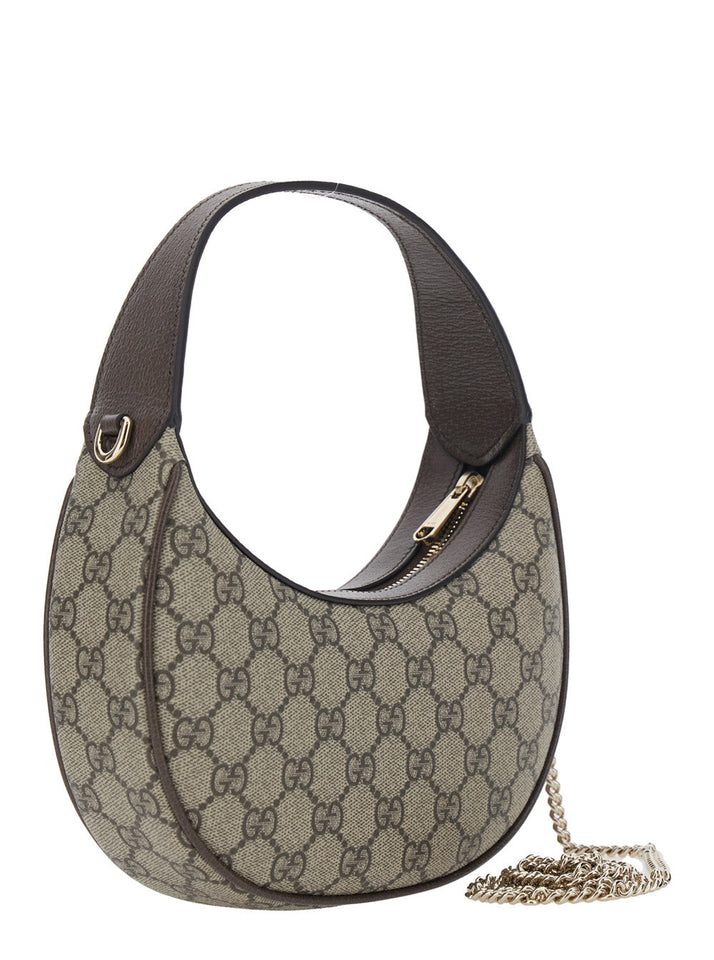 Gucci Women 'Ophidia' Beige Mini Bag With Chain Shoulder Strap And All-Over Gg Motif In Fabric Woman