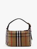 Burberry Women Coated Canvas Handbag With Check Pattern