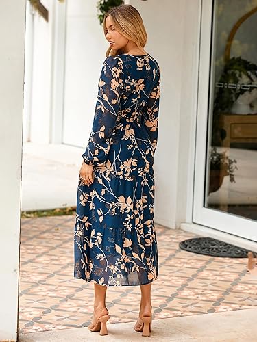 Simple Women's Floral Long Sleeve Maxi Dress