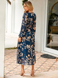 Simple Women's Floral Long Sleeve Maxi Dress