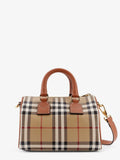 Burberry Women Coated Canvas Crossbody Bag With Check Pattern