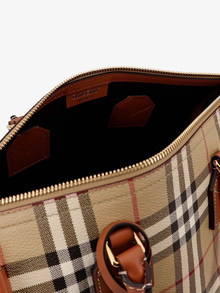 Burberry Women Coated Canvas Handbag With Check Pattern