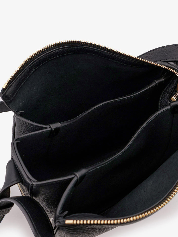Burberry Women Hammered Leather Crossbody Bag With Logo Patch