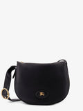 Burberry Women Hammered Leather Crossbody Bag With Logo Patch