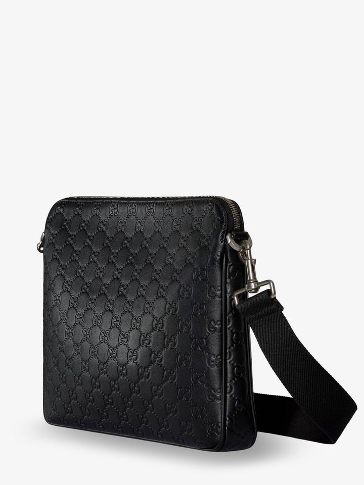 Gucci Men Gg Emblem Leather Crossbody Bag