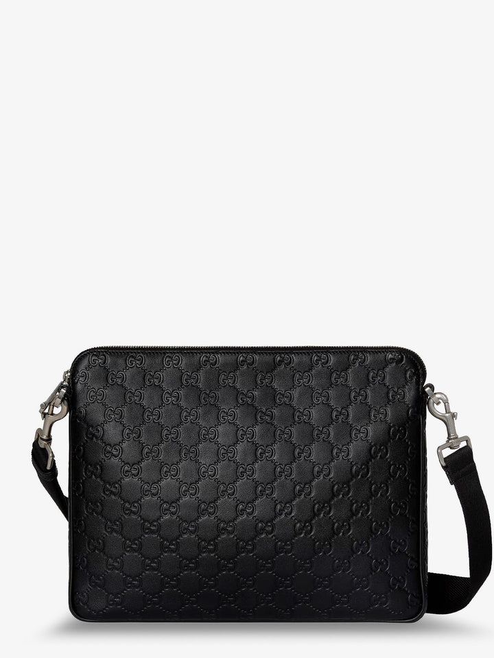 Gucci Men Gg Emblem Leather Crossbody Bag