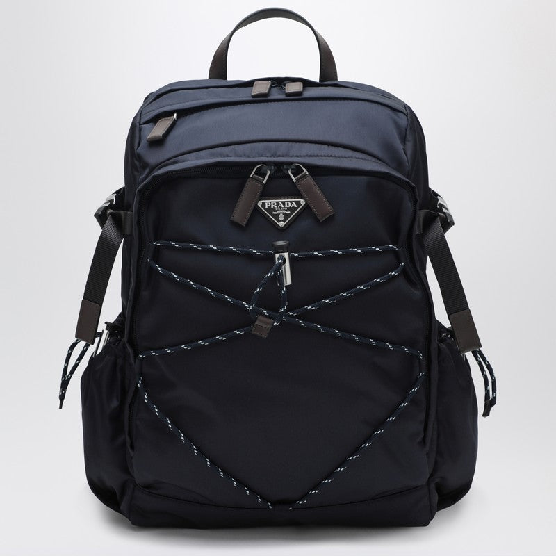 Prada Blue Re-Nylon And Leather Speedrock Backpack Men