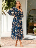 Simple Women's Floral Long Sleeve Maxi Dress