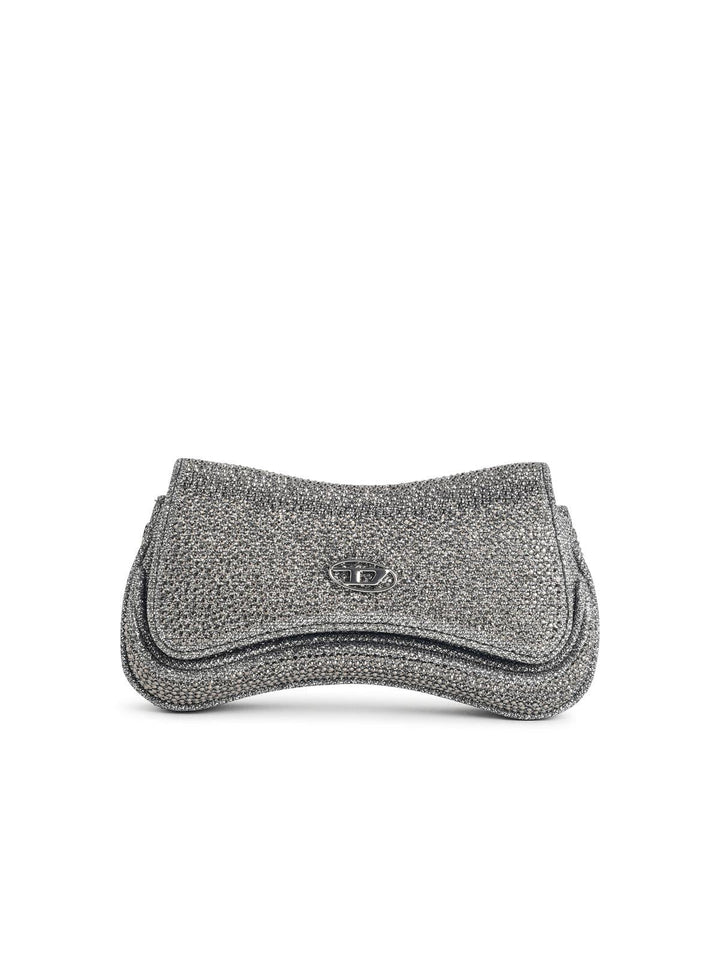 Diesel 'Play' Clutch In Silver Glitter Fabric Women
