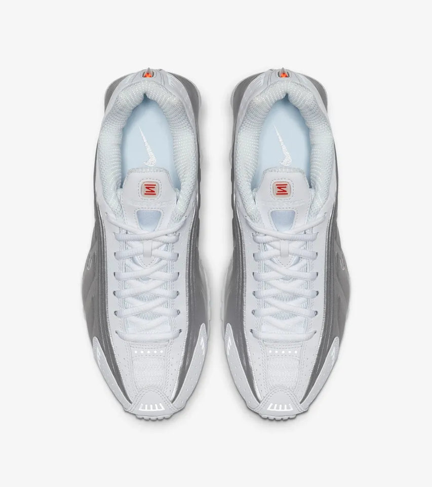 Nike Shox R4 White and Metallic Silver