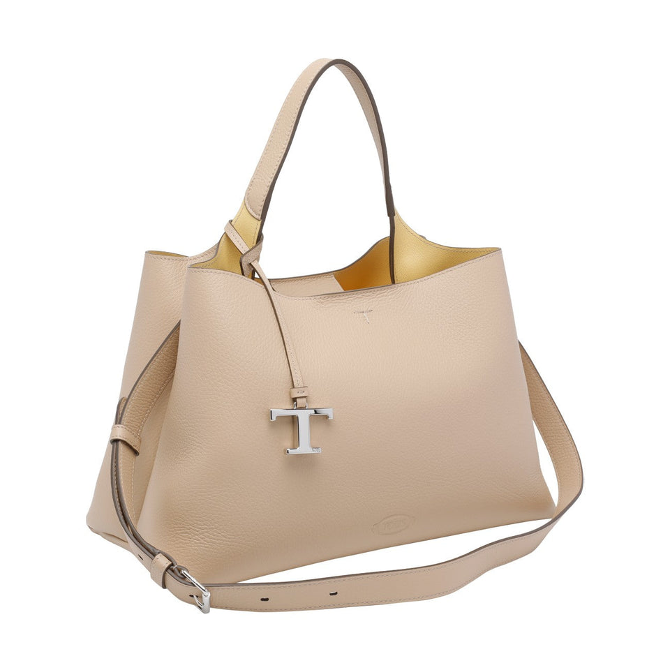 Tod's Women Medium Leather Handbag With T Timeless Charm